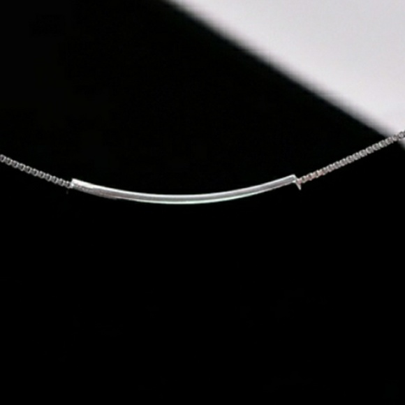Minimalist Simple 925 Silver Silver Bar Necklace - Picture 3 of 6